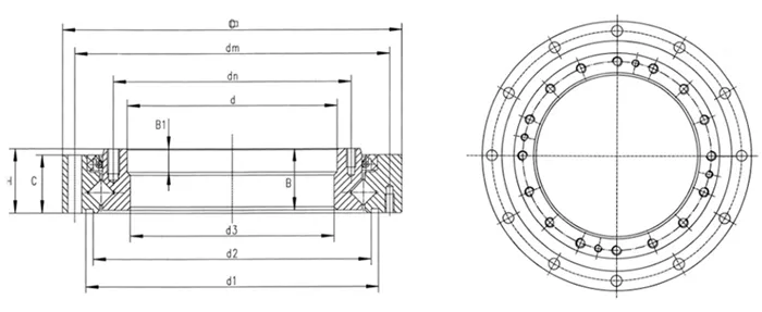 XRU系列機(jī)器人軸承-SHG/SHF諧波減速機(jī)用交叉滾子軸承結(jié)構(gòu)圖