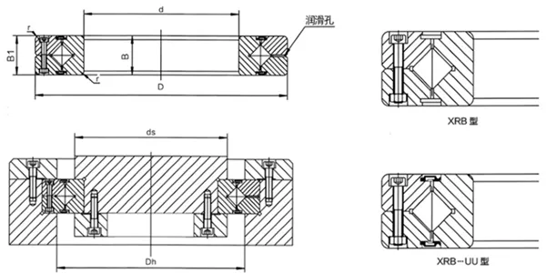 XRB系列交叉滾子軸承結(jié)構(gòu)圖