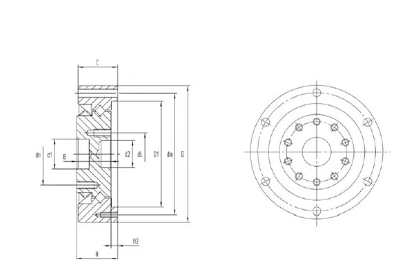 CSD系列諧波減速機用交叉滾子軸承結(jié)構(gòu)圖